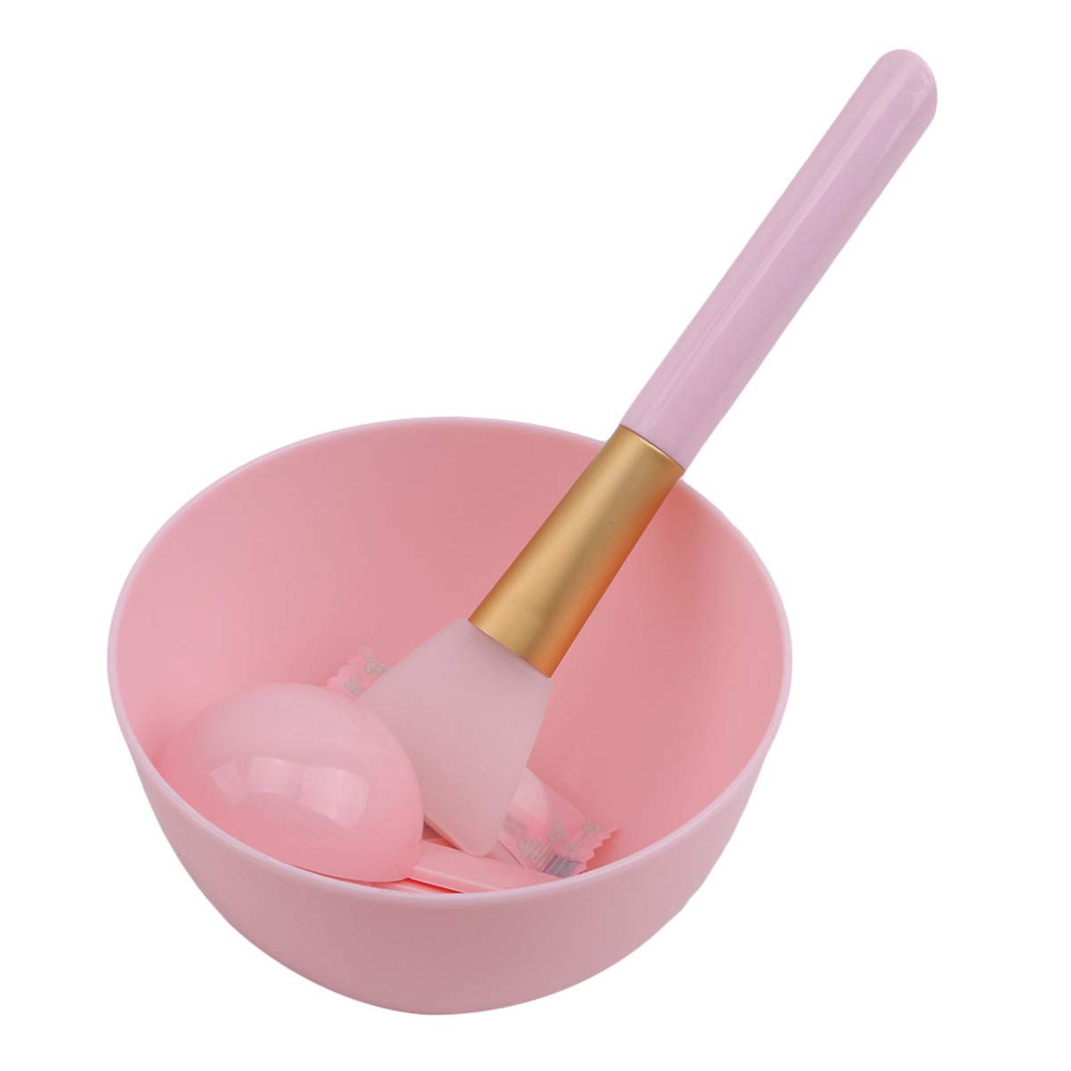 Beiswe 4PCS Homemade Mask Bowl Gauge Spoons Brush Set Eyebrow Face Innovative Mask Tool for Women DIY Beauty Supplies