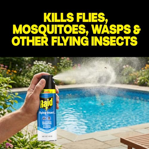 Image of Raid Flying Insect Spray, Outdoor Fresh Scent, Kills Flies, Mosquitoes, and Other Flying Insects on Contact, For Indoor and Outdoor Use, 18oz