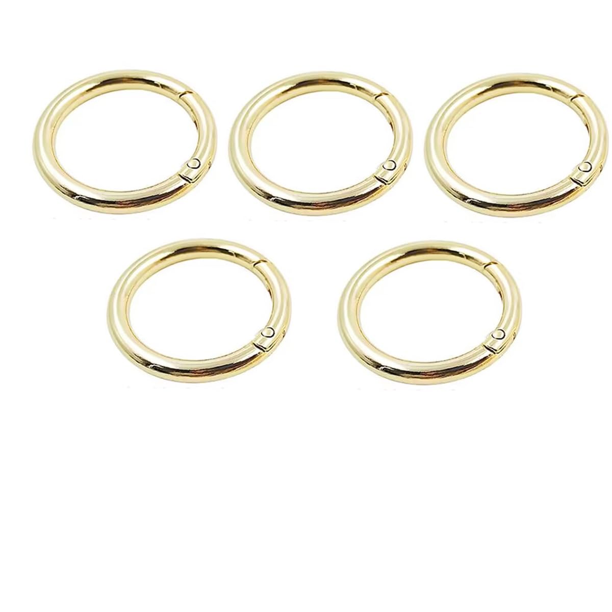 40mm Inner Diameter Spring O-Ring Round Lock Buckle 1.57 Inch Round Spring Buckle Hook Clip Spring Keychain DIY Accessories, Pack of 5, Gold