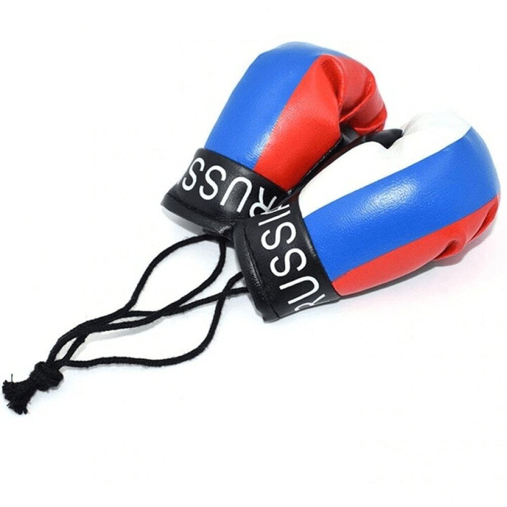 Mini Boxing Gloves Miniature Punching Gloves Holiday Christmas Ornament Hanging Decoration for Home Car Use(russian Flag)