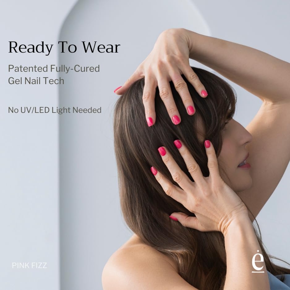 edamani Fully-Cured Instant 100% Real Gel Nails - SKIP the UV/LED/SUN! Instant Salon Look Manicure That’s Safer & Easier Than Semi-Cured | No Dry Time, No Damage, 14+ Days Wear, Toxin-Free (Pink Fizz)