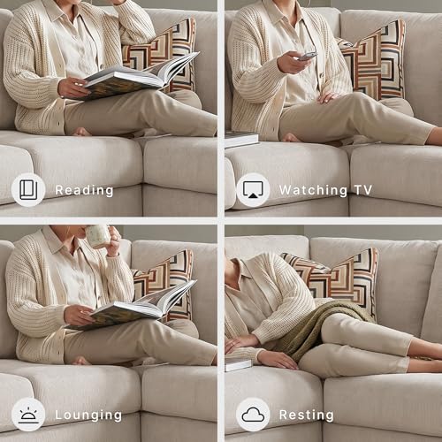 Image of Signature Design by Ashley Aviemore 110 inch L-Shape Stone Chenille Sectional | Right-Arm Facing sectional, 110-in wide stone chenille fabric, Platform foundation system, Loose seat cushions