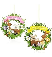 2 x decorative Easter / spring pendants, door window wreath made of felt, felt wreath as Easter decoration.