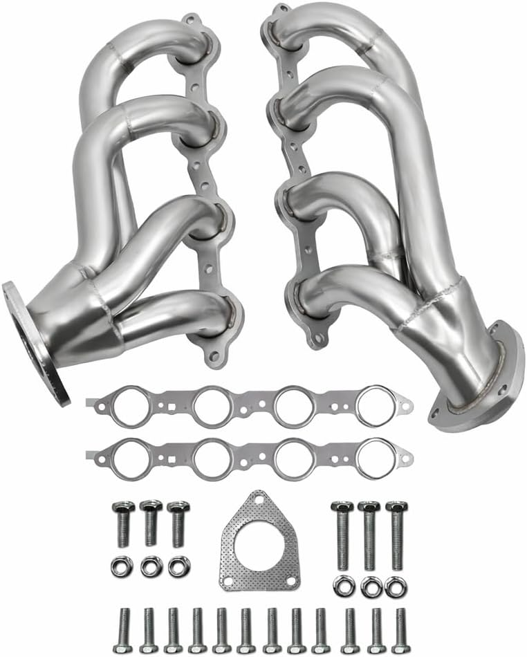 Ceramic Coated Exhaust Headers 2002–2013 Chevy Silverado Sierra Tahoe Yukon Escalade Manifold Replacement 4.8L 5.3L 6.0L 6.2L LS Engines With Right Side Beveled Flange by Certified Automotive Experts