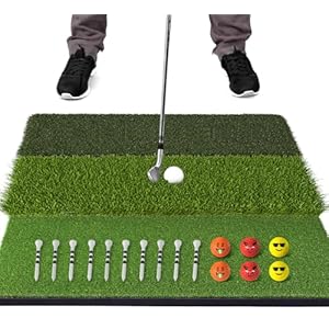 Extra-Large & Weighted Base Golf Mat, Foldable Tri-Turf Golf Hitting Mat for Indoor/Outdoor Use, Premium Golf Practice Grass Mat for Hitting and Chipping Training