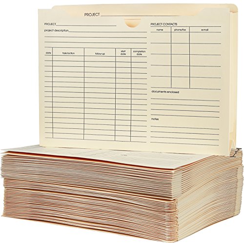 Greenco File Folder Jackets, Letter Size, Manila, Preprinted, Expands 2” inches, Reinforced Tabs, 9.5” x 11.5” inches – Pack of 50