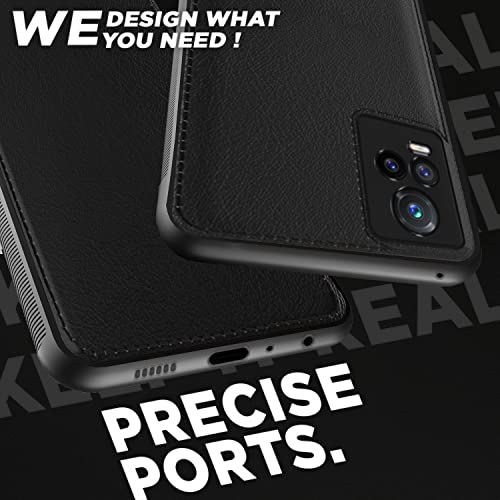 Image of Pikkme Vivo V20 Back Cover Flexible Faux Leather Super Soft-Touch Bumper Case Lightweight Slim Camera Protection Cover (Black)