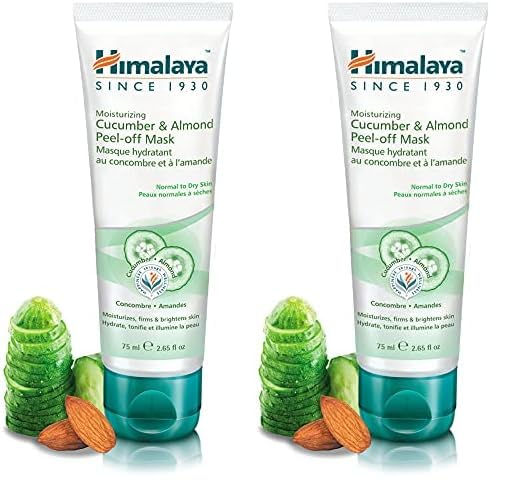 Himalaya Moisturizing Cucumber and Almond Peel-off Mask | With Fruit AHA Acids and Antioxidants | Cleansing Face Mask | Brightens and tones the skin | Moisturizing Mask -75ml Paquete de 2