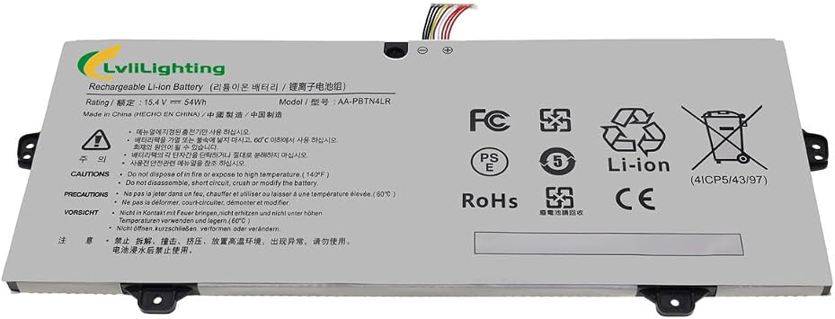AA-PBTN4LR 4ICP5/43/97 Laptop Battery BA43-00386A AA-PBTN4LR-05 for Samsung NT930SBE NP940X3M NP940X5M NP940X5N BA43-00386A NP940X5M-X02US 15.4V 3530mAh 54Wh