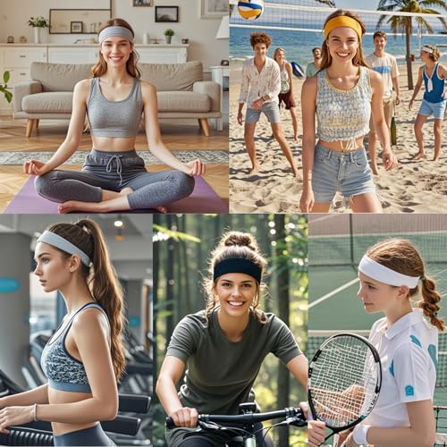 Image of 9Pcs Headbands for women Non Slip Headband, Soft Elastic Hair Bands for Women's Hair, Fashion Cotton Cloth Stretchy Sweat Bands Headbands for Sports, Makeup, Gym, Running,Yoga, Workout (3Colors-A)