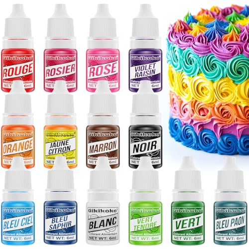 Colorante Alimentario - 14 Colores Colorantes Alimentarios Reposteria, Colorante Alimenticio Gel para Decorar Tartas Fondant Cocinar Hornear Macarons Icing Rosquillas - 6ml