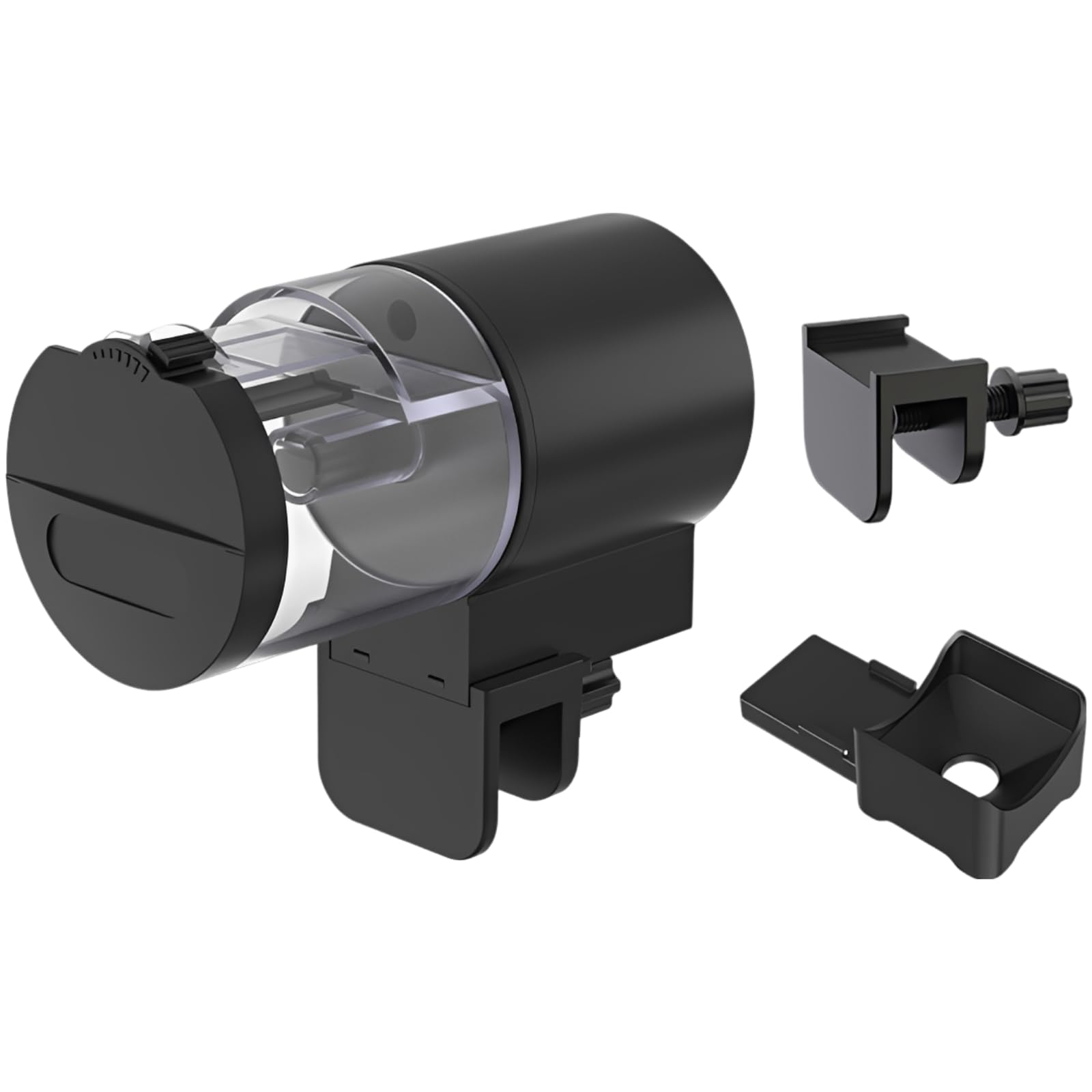 Comedero automático de peces plástico negro dispensador inteligente con temporizador de precisión