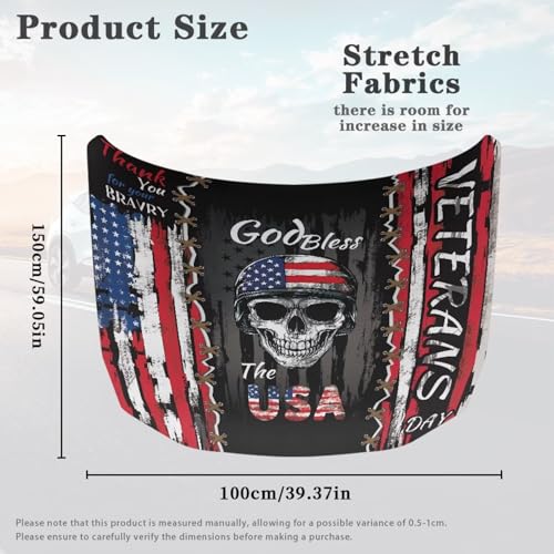 Image of Car Hood Cover Protector Waterproof Auto Hood Wrap Blankets Veterans Day Decorations Auto Patriotic Decorative Accessories for Sedans SUVs Pickup Trucks (USA Flag Skeleton Soldier Design)