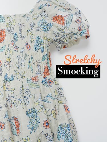 Girls Puff Sleeve Summer Dress – Cotton Smocked Sundress for 5–8 Years4