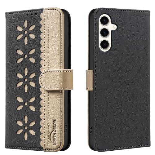 nincyee Funda para Samsung Galaxy A25 5G, diseño clásico de flores pequeñas, de piel premium, con función atril y cierre magnético