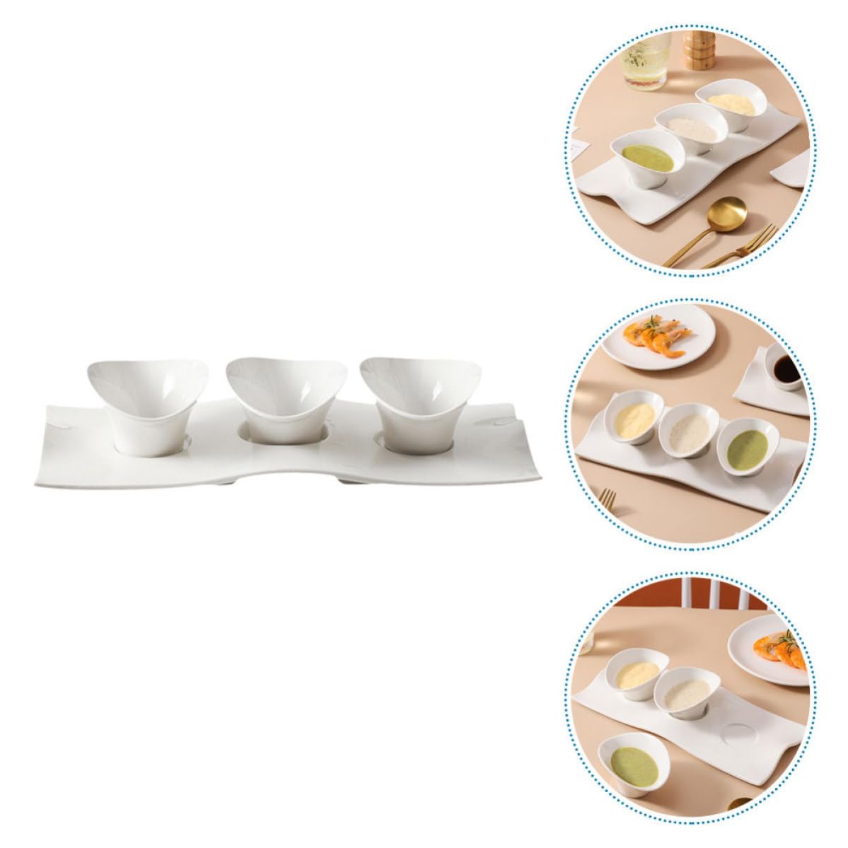 Plat à Condiments Japonerie en Céramique, Petit Modèle Blanc | Finition Soignée, Usage Solide, Motif Discret, pour Table de Repas et Diverses Occasions
