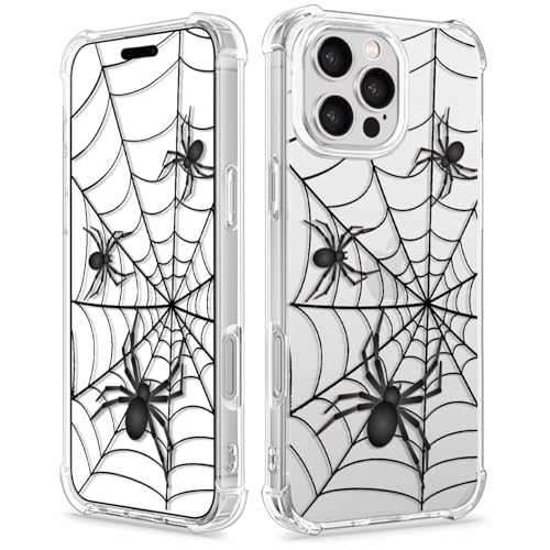 Coque iPhone 16 Pro Max transparente anti-chocs évitant les rayures grâce au motif Halloween