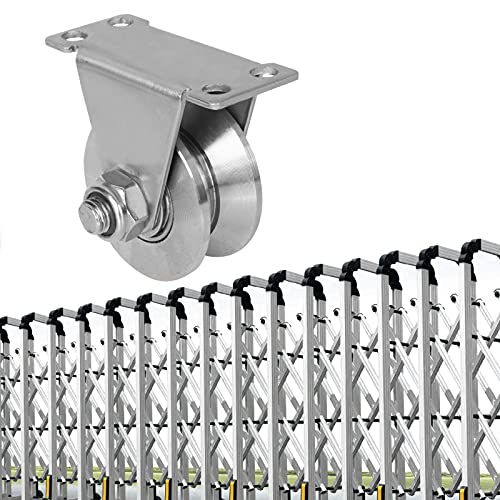 CertBuy 2 Pack 2 Inch V Groove Wheel Pulley, 304 Stainless Steel Silent Pulley Block, Heavy Duty Caster Wheels Sliding Gate Rollers Pressure Bearing Pulley, Loading 880lb for Handling and Moving