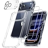 Immagine di FLLAO 4 in 1 Cover per iPhone 17 Pro Max con 2 Pellicola Vetro Temperato e 1 Fotocamera Protettiva, (Cuscino d'aria integrato) Antiurto Antigraffio Morbido TPU Bumper Phone Custodia, Trasparente