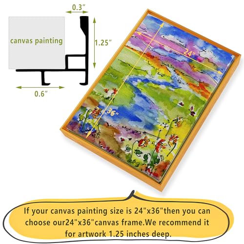 Image of 24x36 DIY Metal Canvas Frame,1.25 inch Deep Floater Frame,Gold