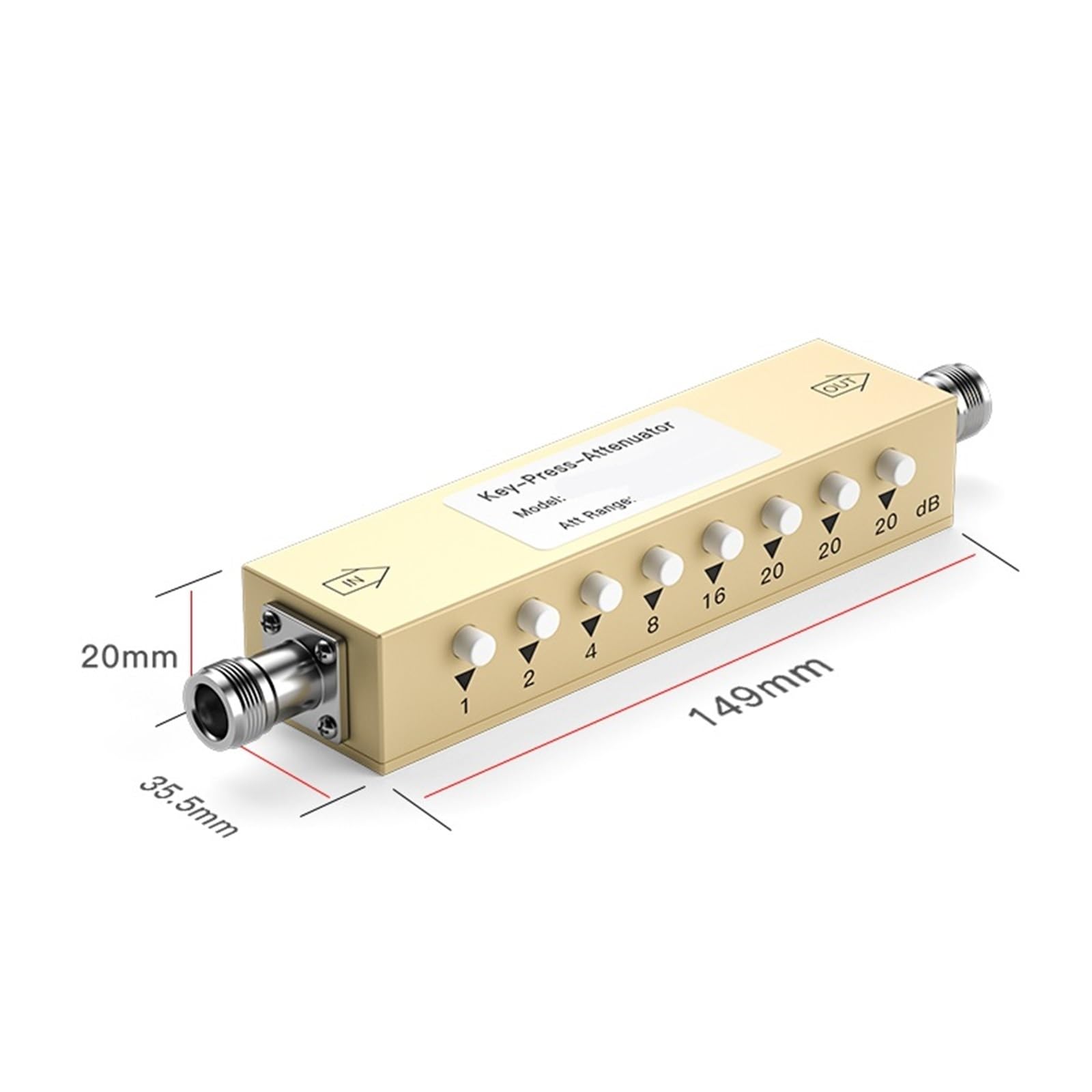 Attenuatore RF DC-3G N-KK 0-30DB 2W, 0-30DB 5W, 0-30DB 10W, 0-60DB 2W, 0-60DB 5W, 0-60DB 10W, 0-90DB 2W, 0-90DB 5W, 0-90DB 10W(0-30DB 10W)
