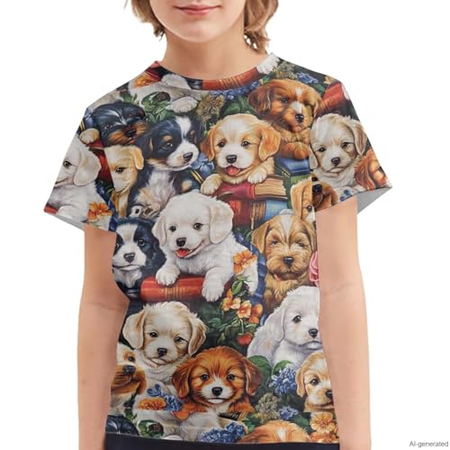 Image of WELLFLYHOM Kids Tshirts Girls Boys Short Sleeve Crewneck Tees Shirts Casual Sport Pullover Tops Size 3-16 Years