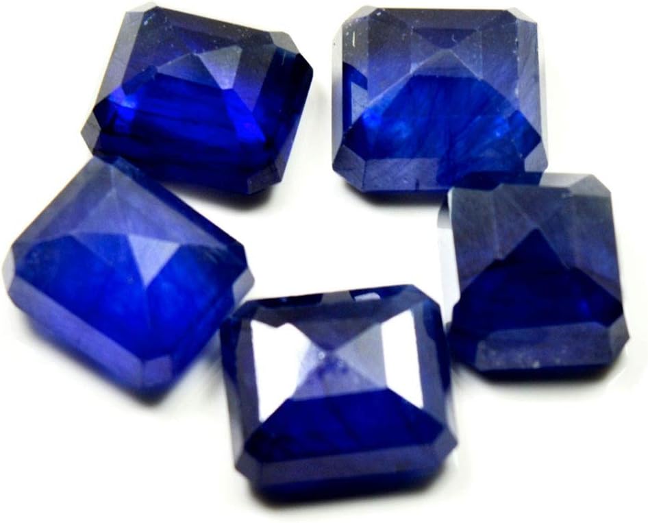 8X8 MM Size 5 Pcs Real Blue Sapphire Stone Square Faceted Loose Gemstone for Jewelry Making