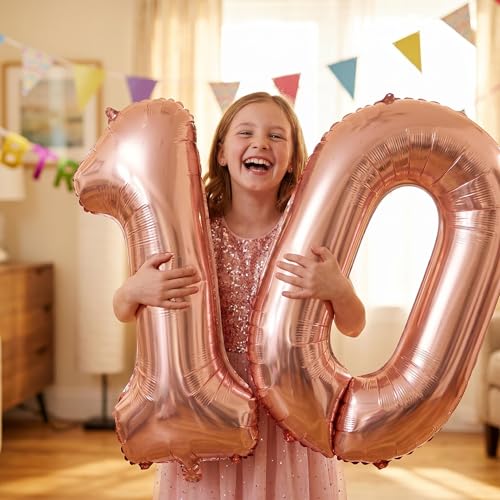 Image of YPSelected 32 Inch Large Foil Helium Number Balloon Birthday Wedding Party 0-9 (Rose Gold, 0)