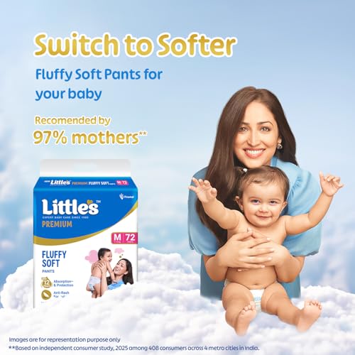 Little's Premium Baby Diapers M Size 72 Count 12 kg - Image 3