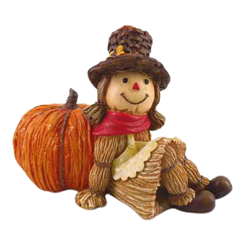 Pitadue Two Thanksgiving Day Pumpkin Figurine Thanksgiving Statue Scarecrow Ornaments For Home Deskpot Cupboard Props Decor