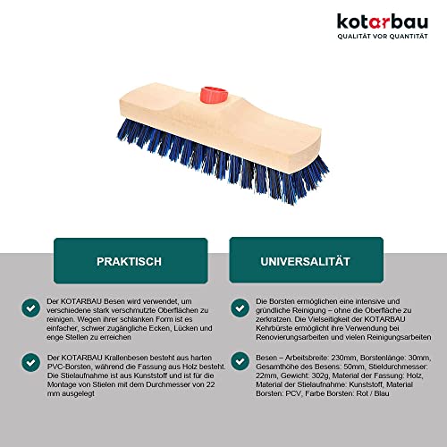 KOTARBAU® Reinigungsbürste 230mm Kehrbesen PVC Terassenbesen Straßenbesen zum Reinigen von Fußböden Schwer zugängigen Stellen – Bild 3
