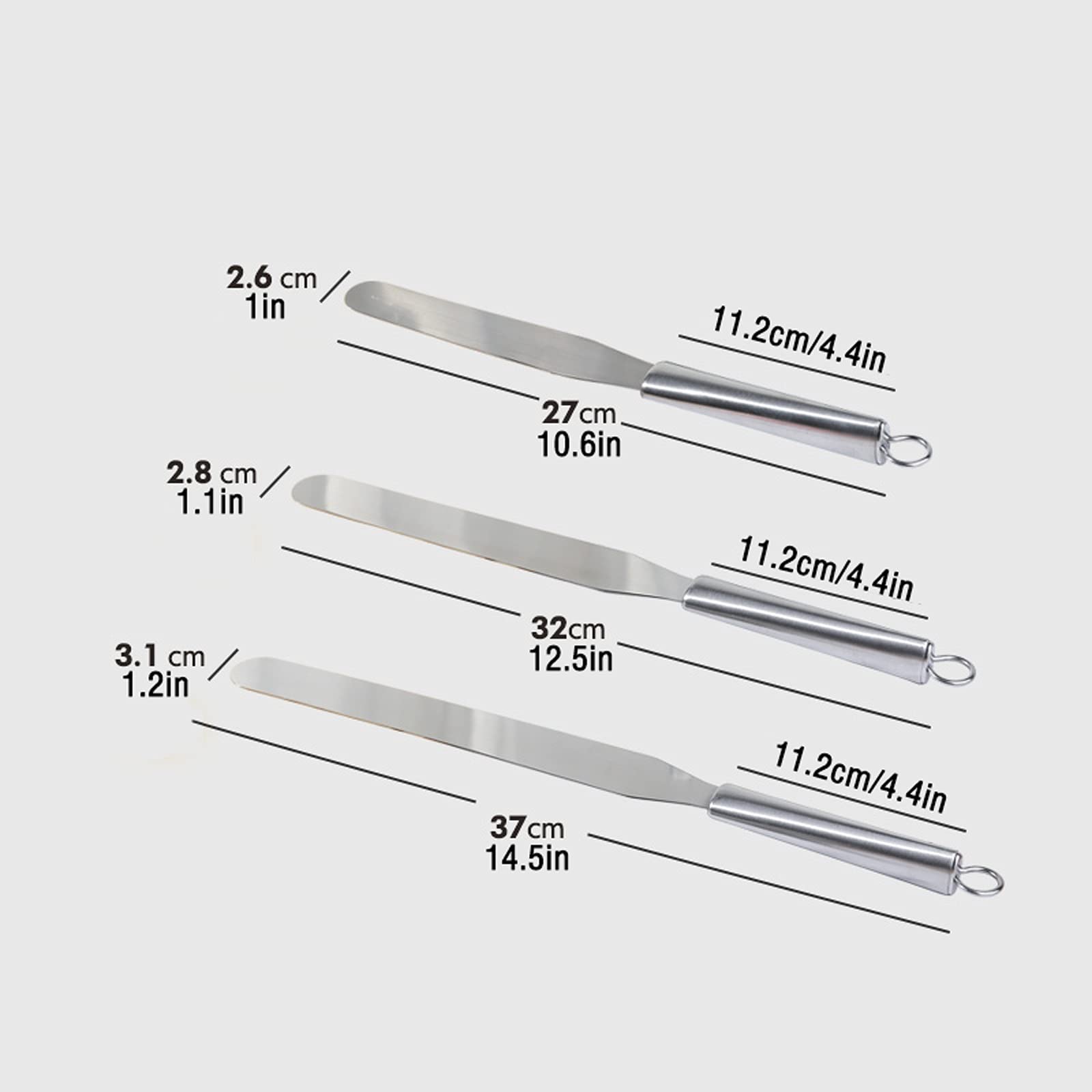 Espatula Cocina Espátula de crema de acero inoxidable con anillo de suspensión Horneado recto Espátula Pastel de espátula Herramienta Scraper Frosting Spátula Espatula Reposteria ( Size : Large )