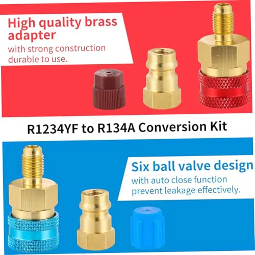 Adaptador R1234yf conectores rápidos de cobre para solucionar fugas y recargar el aire del coche 8