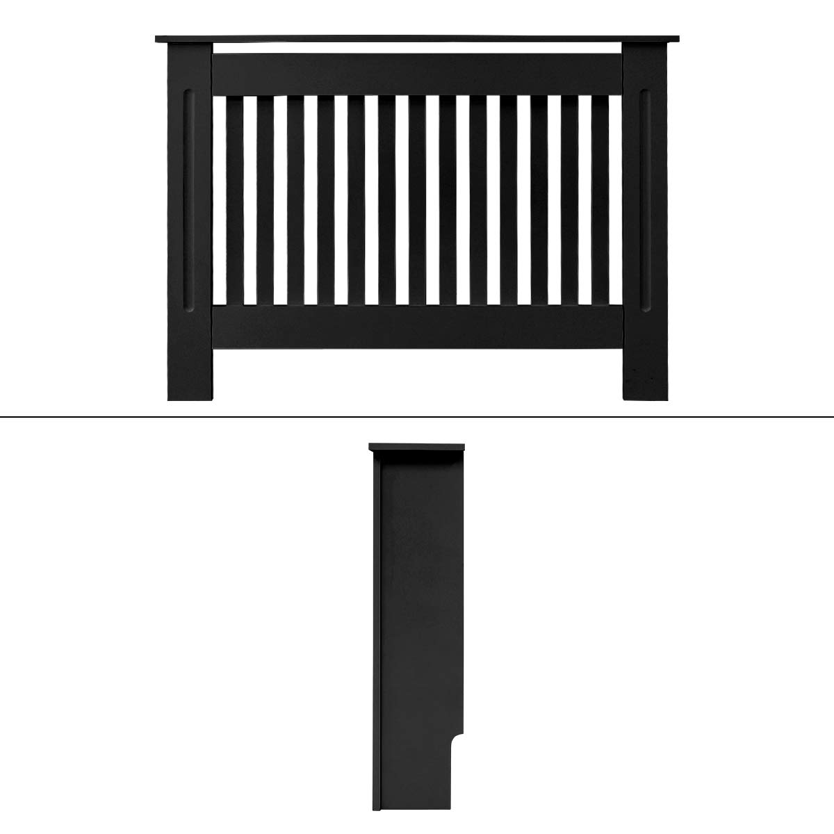 ECD Germany Copritermosifone MDF 112x19x82 cm Rivestimento del Radiatore Verniciato Nero Copertura del Radiatore Stile Casa di Campagna Copricalorifero Coperchio Radiatore in Legno Protezione