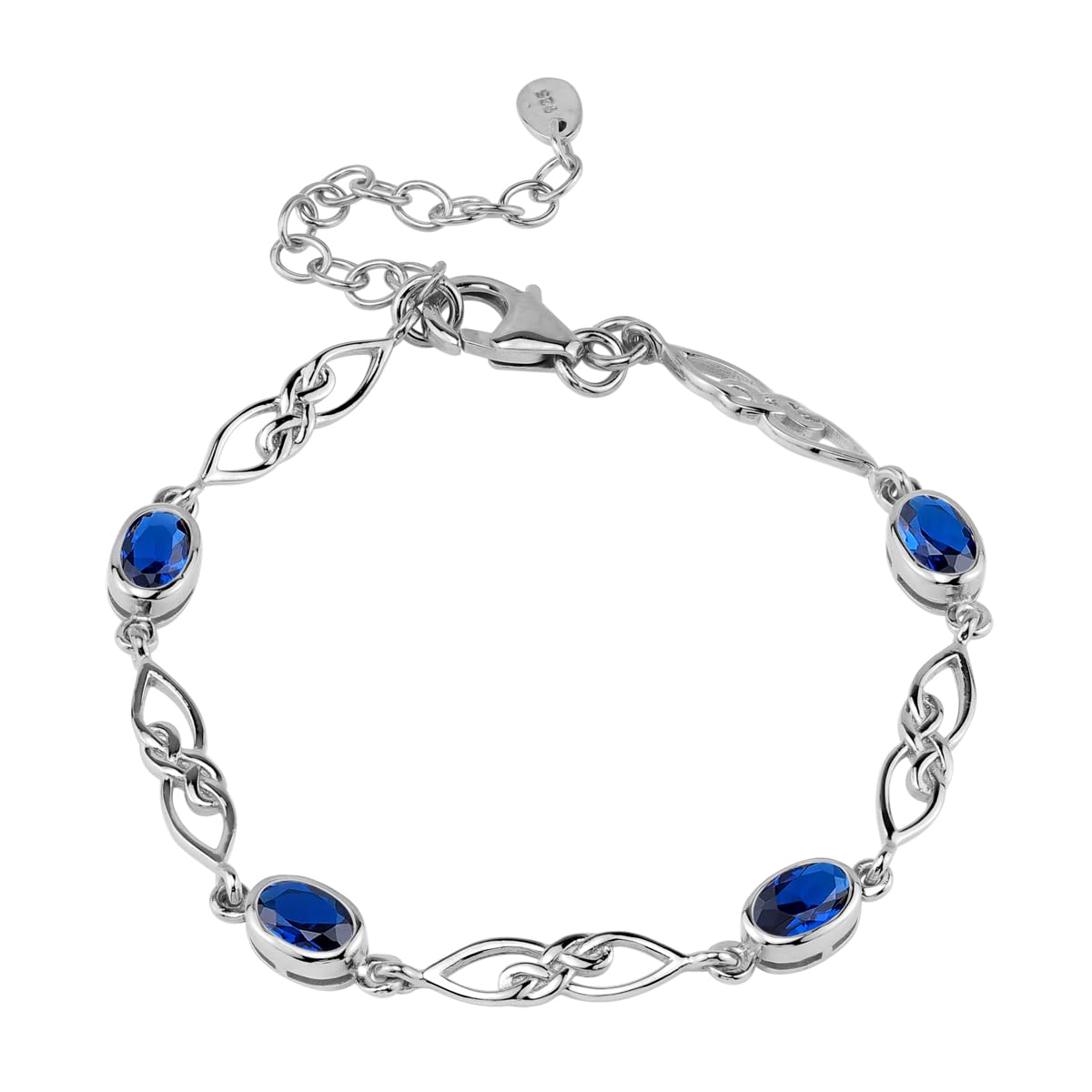 Silvershake Birthstone Gemstones White Gold Plated or Yellow Gold Plated 925 Sterling Silver Scroll/Filigree Celtic Knot Weave 7.25 to 8.75 Inch with Adjustable Extension Bracelet Jewelry for Women