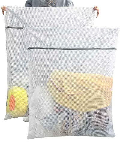 Bolsas de lavandería de malla de panal grandes pack de 2 fundas protectoras con cremallera para ropa 2