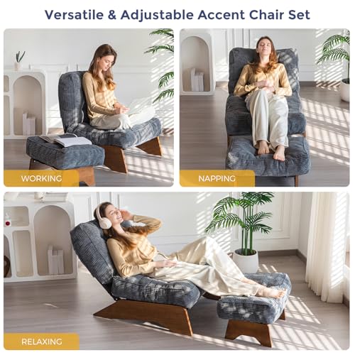 MAXYOYO-Accent-Chair-with-Ottoman-Adjustable-Backrest-Tufted-Living-Room-Chair-Upholstered-Lounge-Chair-with-Footrest-Set-Modern-Chair-Cozy-Reclining-Chair-for-Reading-Room-Dark-Grey