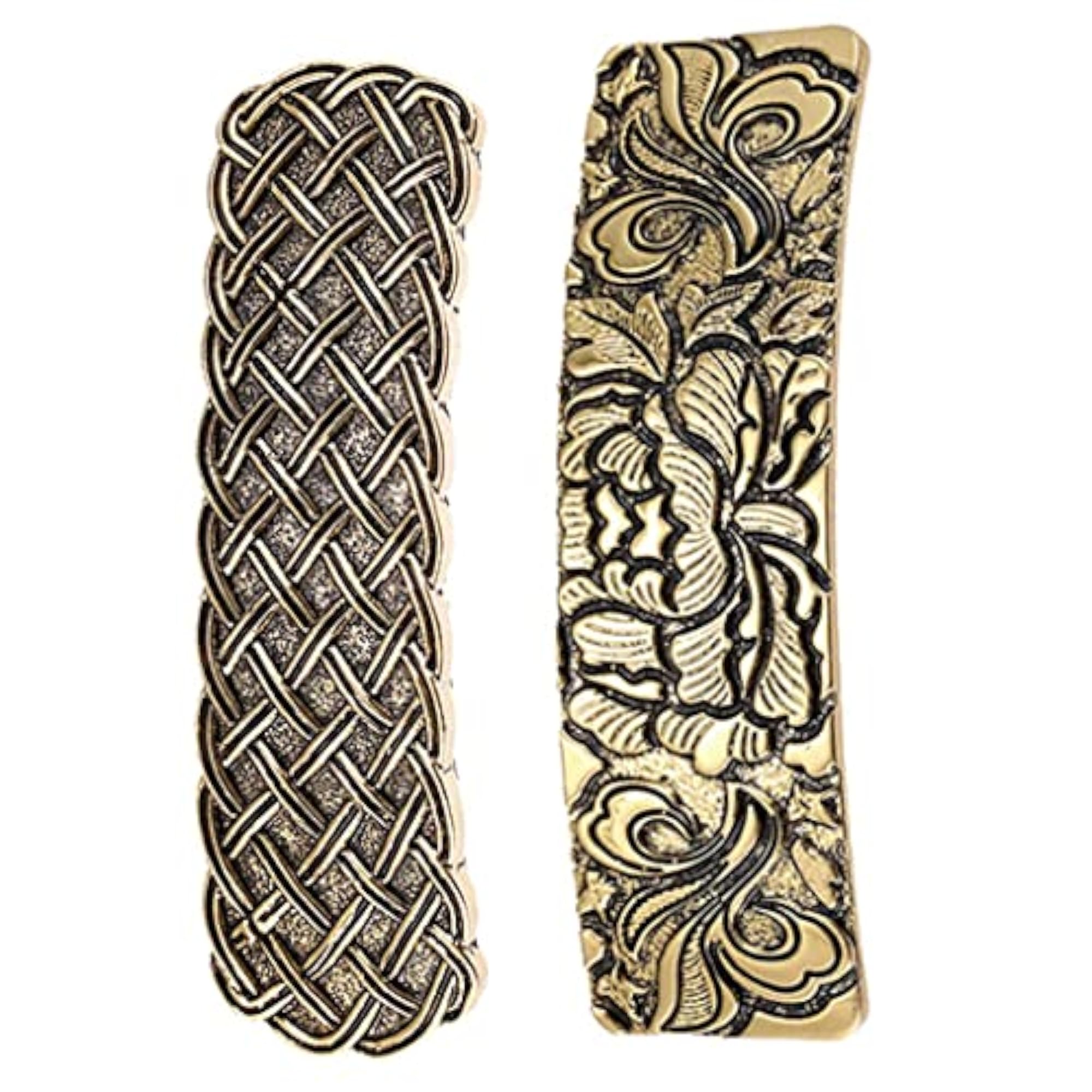 2pc Viking Celtic Carved Hairpin Clips, French Barrettes