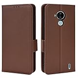 QINOUK - Funda para Nokia C30, hebilla lateral magnética, piel sintética, 3 ranuras, función atril, compatible con Nokia C30, color marrón QINOUK - Funda para Nokia C30, hebilla lateral magnética, piel sintética, 3 ranuras, función atril, compatible con Nokia C30, color marrón