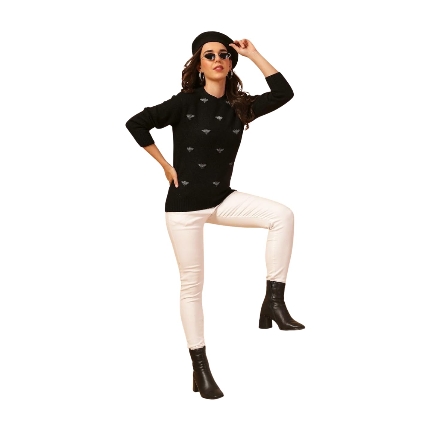 thirty threads Women Embroidered Pullover Black_T5W 25452-picture-4