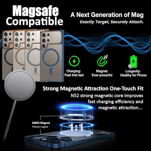 Image of AIBEX Protective Magnetic Case for Samsung Galaxy S23 Ultra 5G | Slim Protective Back Cover with Camera Lens Protection, Strong Magnetic Support & Anti-Slip Grip|Military Grade Drop Protection- Black
