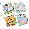 HanShe Baby Soft Book Cloth Book Set 4 Pack Crinkle Book High Contrast Baby Book Educational Learning Toy for Infant…