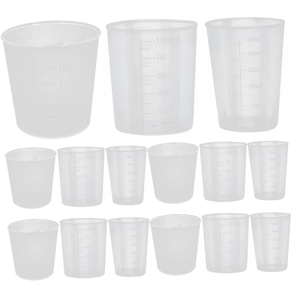 KICHOUSE Set of 50 Measuring Cups Lab Specimen Containers Graduated for Mixing Transparent Storage Cups 100ml to 200ml