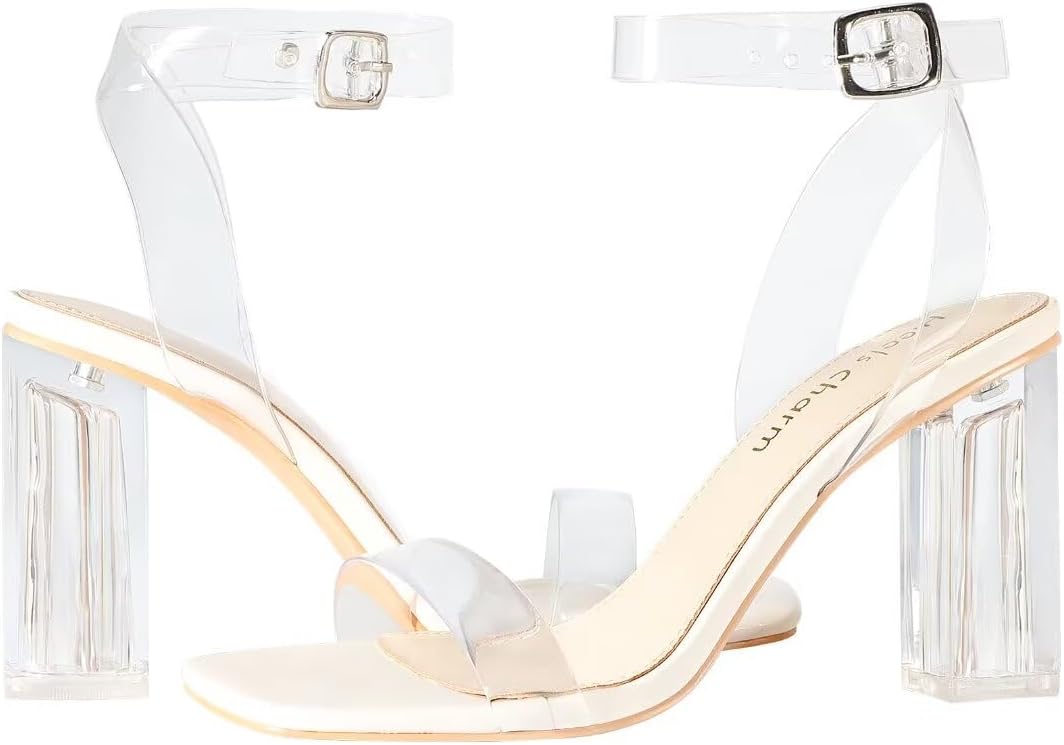 Heels Charm Women's Clear Chunky Block Heeled Sandals 3.74 Inches Open Toe Ankle Strap Block High Heel Sandal Dress Dancing Sandals Daily Work Party Shoes - Image 7