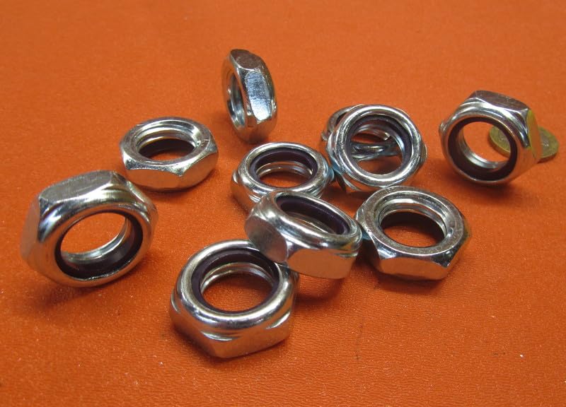 Grade 2 Zinc Plated Steel Nylon Insert Lock Nuts RH 3/4-10 Thread x 1-1/16 W x 13/32 H 10 Pcs