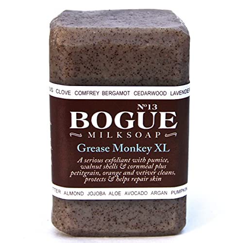 Handmade XL Goat Milk Soap- BOGUE No.13XL BESPOKE GreaseMonkey Blend of Three Aggrigates to Exfoliate, Remove Grease and Smells with Essential Oils of Orange, Petitgrain & Vetiver