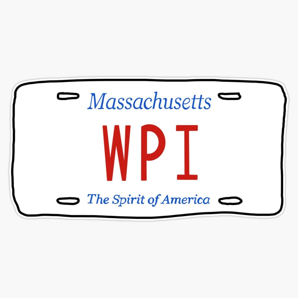 Wpi License Plate :) Bumper Sticker Vinyl Decal 5"