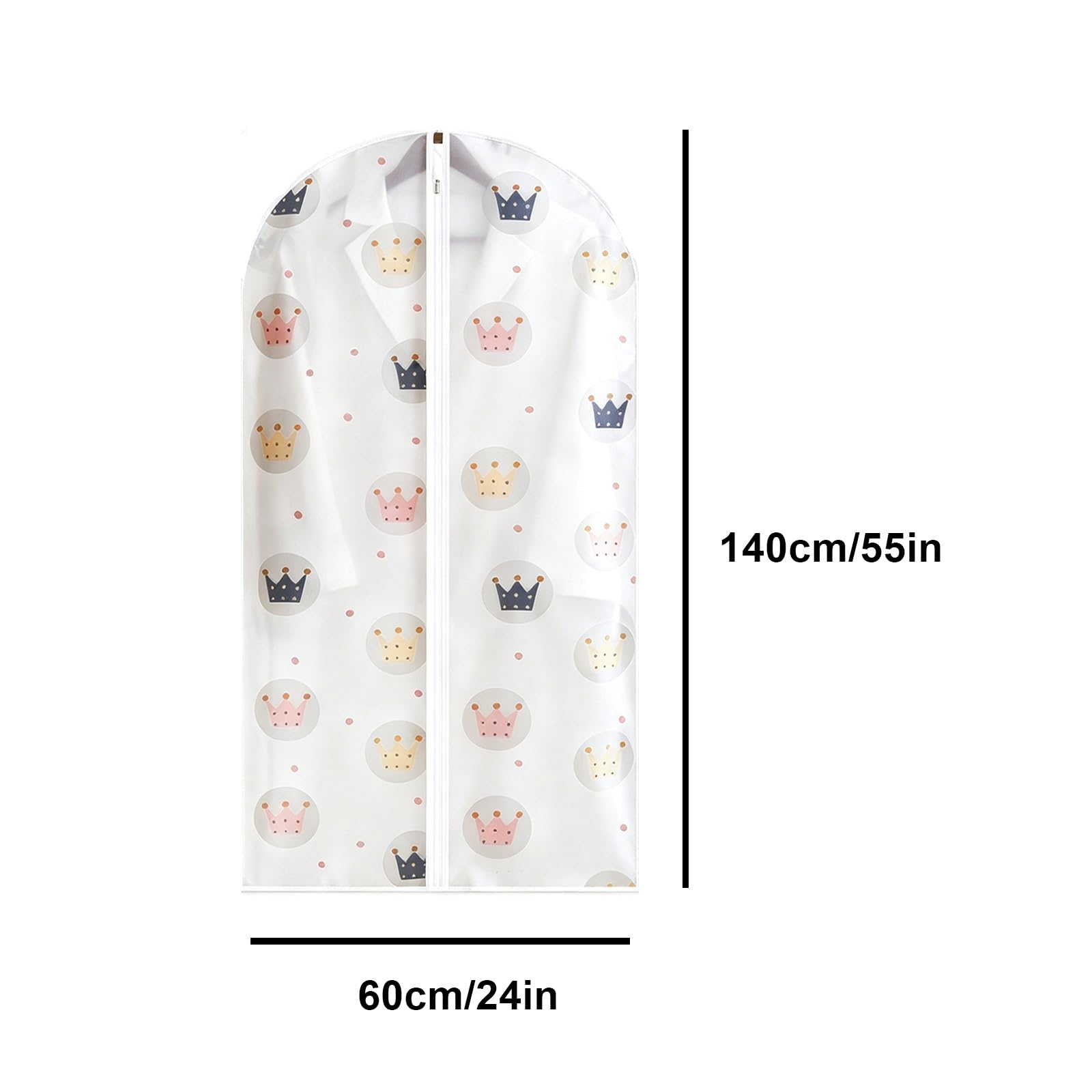 EVA Kleidersack Anzug Kleiderhüllen Transparent | Atmungsaktiver Kleidersack Leichtgängigem Reißverschluss Kleiderbügelöffnung für Kleider Mäntel(60*140cm/24*55in)