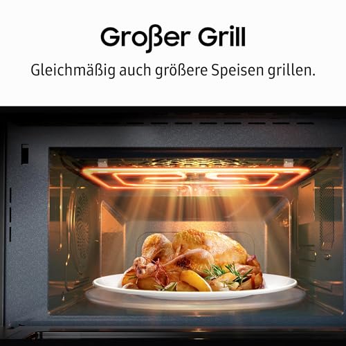 Samsung MG23K3614AW/EG Mikrowelle mit Grill / 23 Liter Garraum / 800 W/Großes Grillelement für gleichmäßige Bräunung/Kratzfester Keramik-Emaille-Innenraum, Weiß