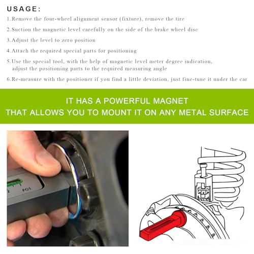 Image of Adjustable Magnetic Gauge Tool, Automotive Camber Caster Strut Wheel Alignment Gauge, Universal Castor Strut Wheel Hub Alignment Instrument for Car RV Truck Tire Repair